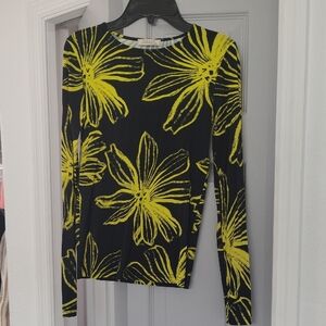 Nina Ricci Floral Long Sleeve Top - Black and Yellow